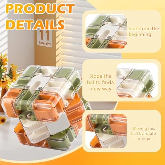 3D MAZE WITH MARBLE, CUBE PUZZLE MAZE, ANTI STRESS EDUCATIONAL GAME FOR DEVELOPING LOGICAL THINKING AND CONCENTRATION, SUITABLE FOR ADULTS AND TEENAGERS, CHRISTMAS GIFT (A) - Image 3